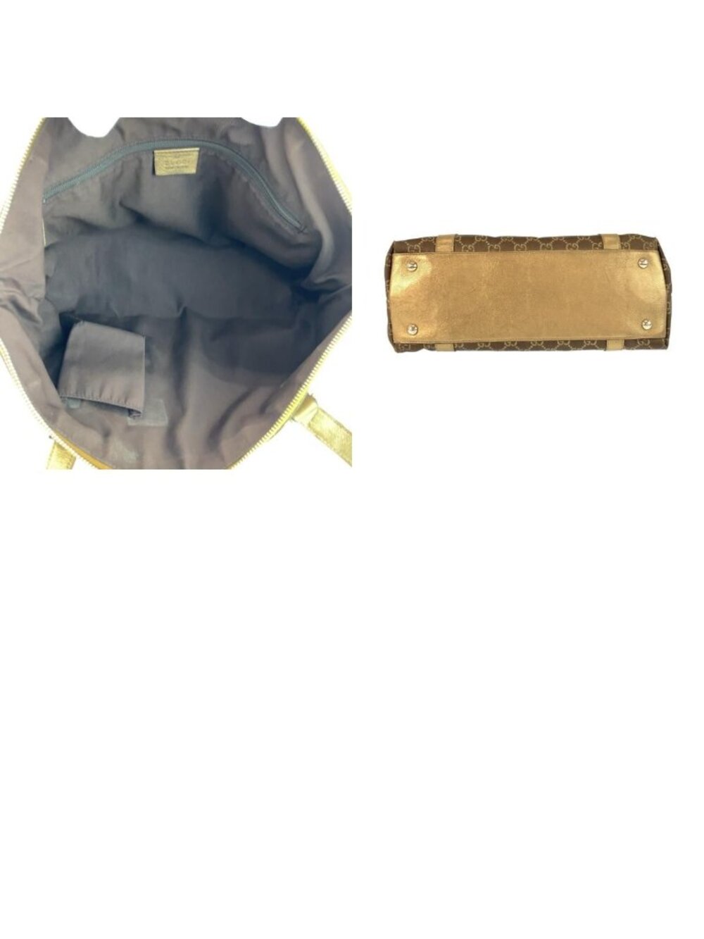 Gucci Abbey Gold Brown GG Canvas Leather Tote Shoulder - Picture 9 of 9